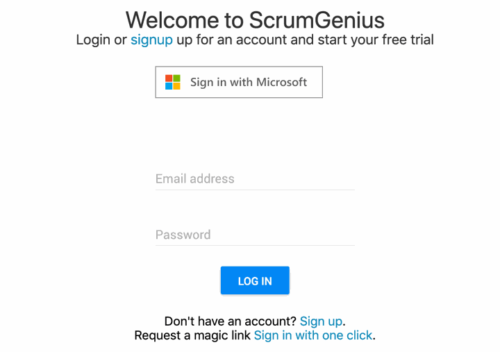 ScrumGenius November Product Updates - microsoft sso