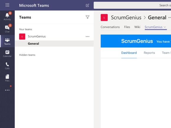 ScrumGenius App inside Microsoft Teams tab