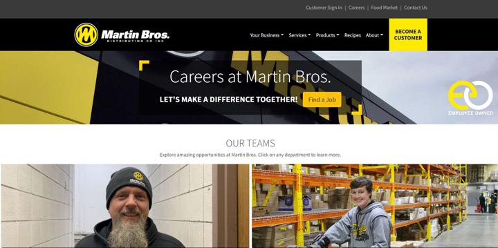 Branded Careers Page Examples - Martin Bros. Distributing