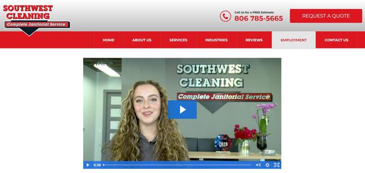Branded Careers Page Examples - Southwest Cleaning