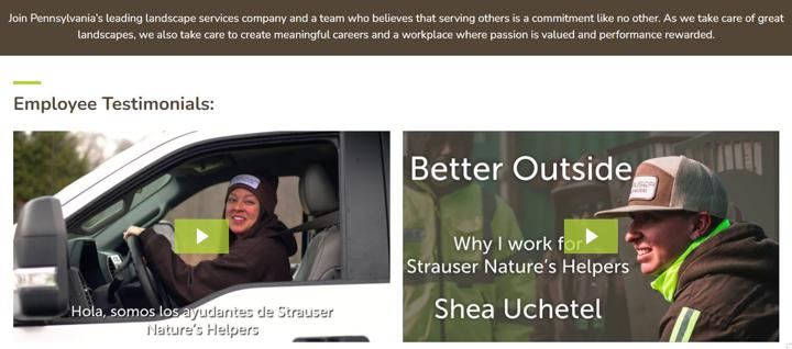 Branded Careers Page Examples - Strauser Nature's Helpers