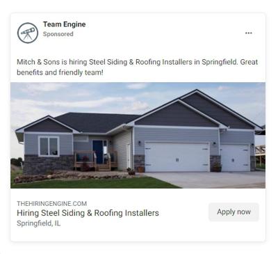 Now Hiring - Job Ad on Facebook for Construction Workers