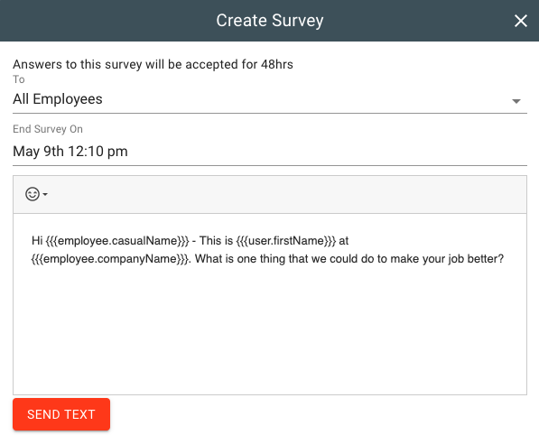 Creating a survey in the hiring engine