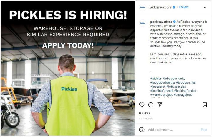 Distribution Job Hiring Ad - Pickles
