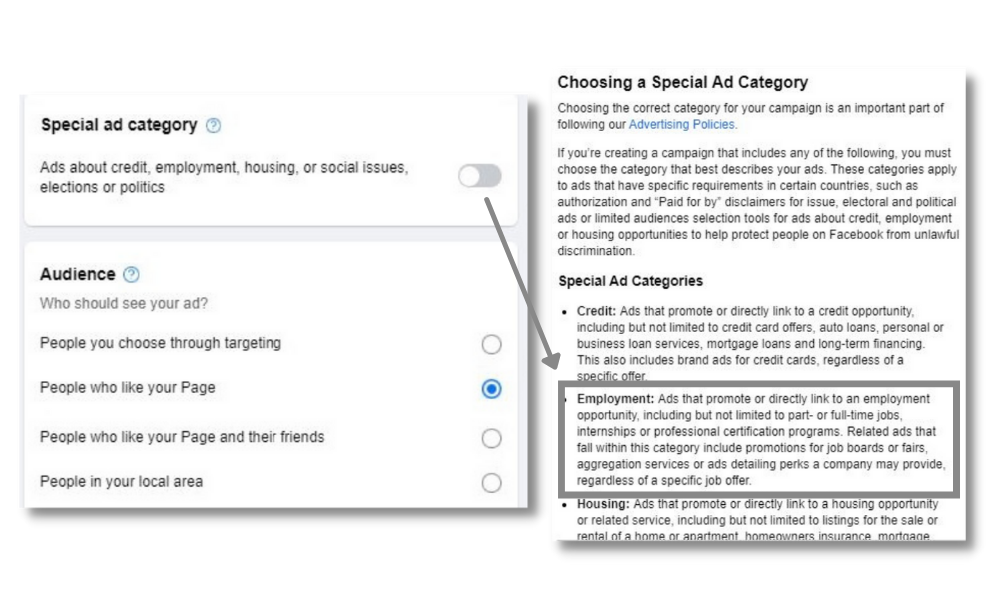 Facebook Advertising for Jobs - Special Category Requirement