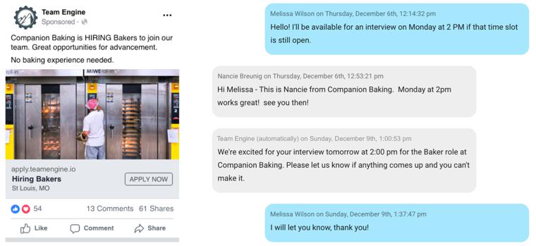 Hiring Automation through sponsored ads and texting