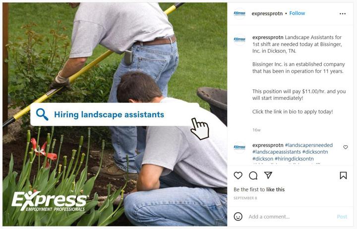 Recruiting Landscapers on Instagram