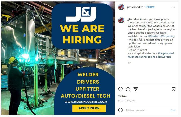 Hiring Ad Example - Manufacturing and Welding