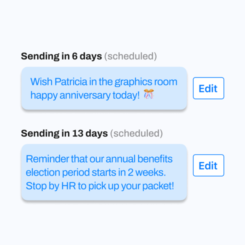 schedule automated text message communications with employees