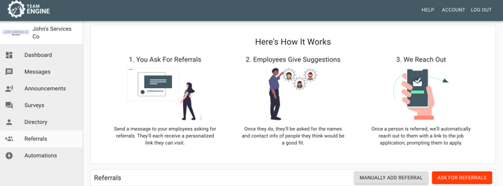 automated employee referral directions