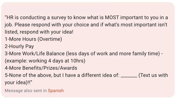 Employee Survey - What's Most Important to You at Work?