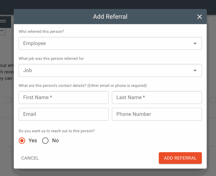 manually adding in employee referral