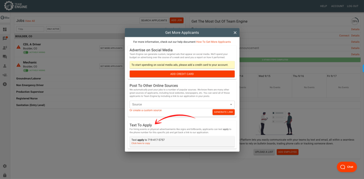 Text to Apply - Automatically Available for Every Job Posted in Team Engine