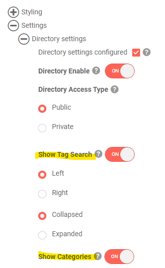 Tag Search and Categories for user navigation (White Label solutions) 