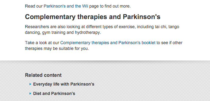 Parkinsons UK clear next steps example