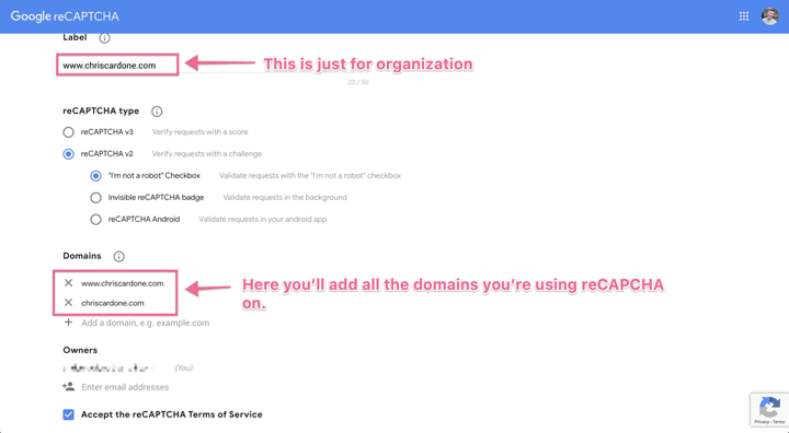 Setting up reCaptcha in Unstack