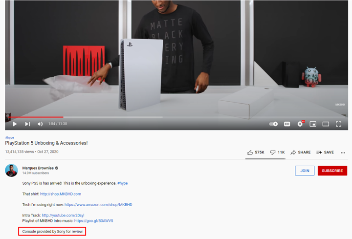 Screenshot taken on the Marques Brownlee YouTube channel