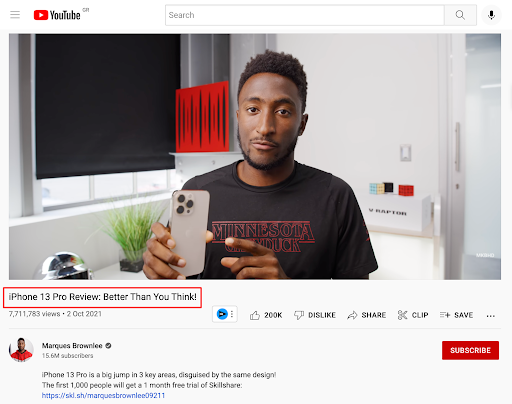  Marques Brownlee YouTube Video