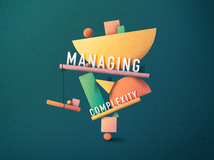 custom illustration with phrase "managing complexity"
