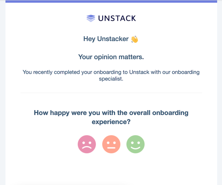 Unstack confirmation email example