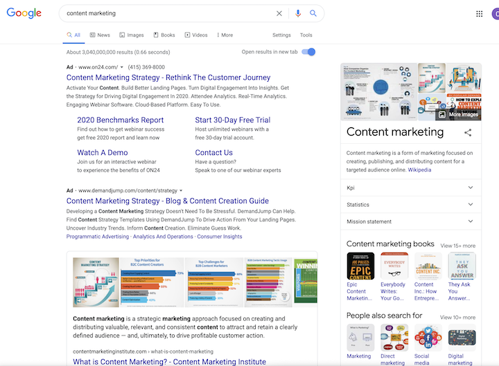 ebook marketing Google Ad example