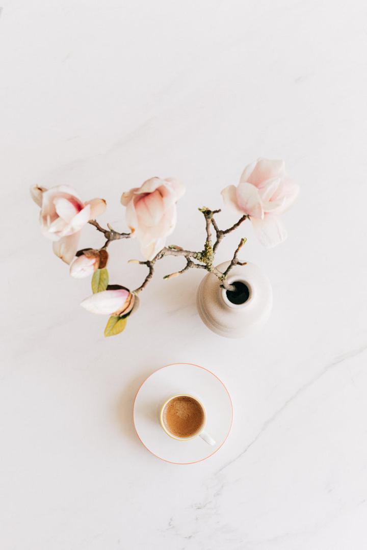 flower vase and espresso