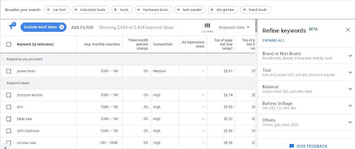 Google Keyword Planner