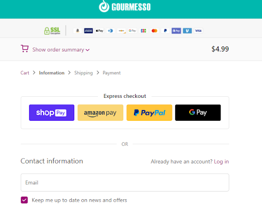 Gourmesso Express Checkout