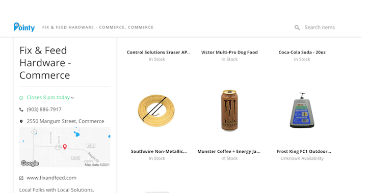 hardware store web design example