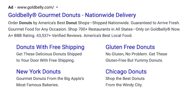 Google search ad example