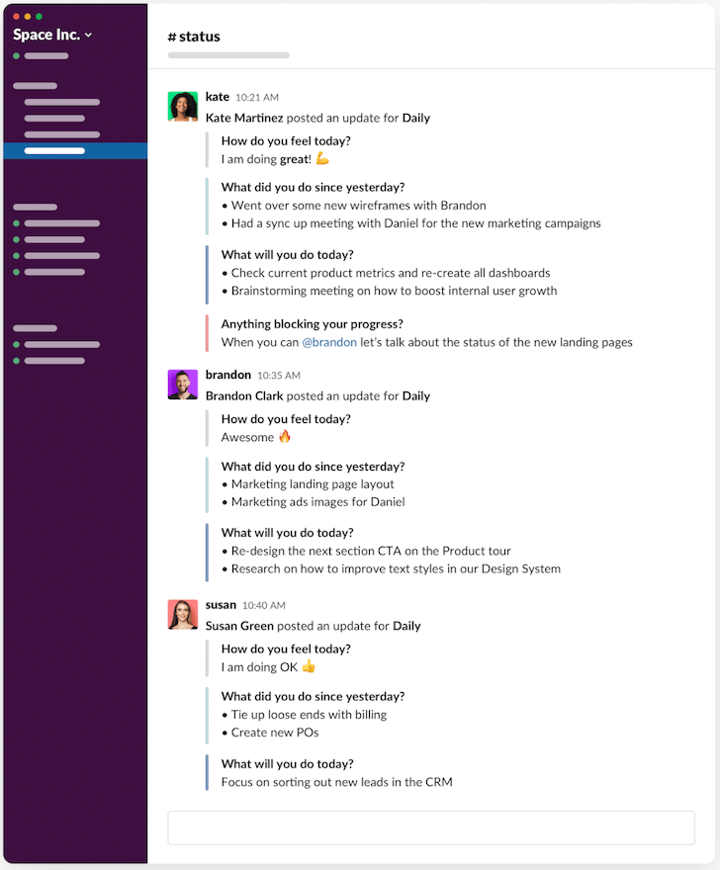 slackbot example for managing remote employees