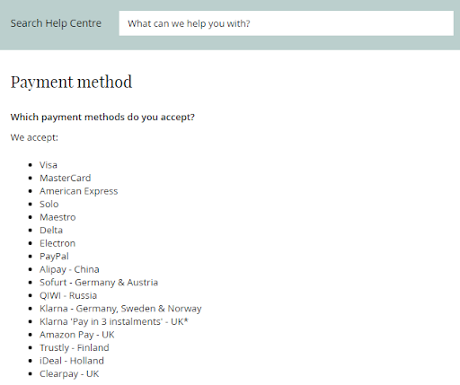 Payment Methods