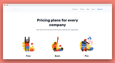 simple pricing landing page template