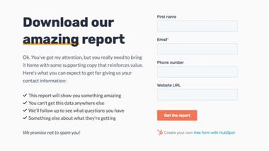 Report download landing page