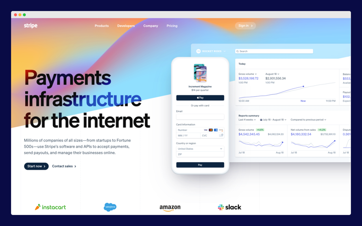 Stripe website -  perfect blend of design and function