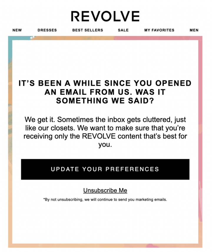 Revolve Unsubscribe Button