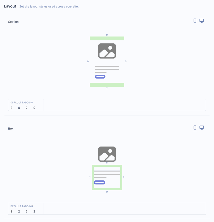 Style guide - adjust the default width of sections