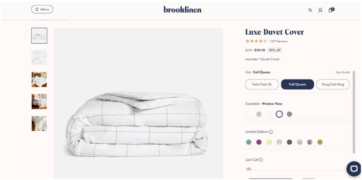 Brooklinen landing page