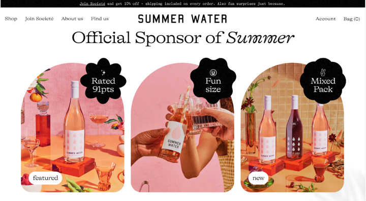 Summer water landing page