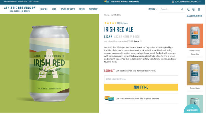 Athletic brewing co landing page
