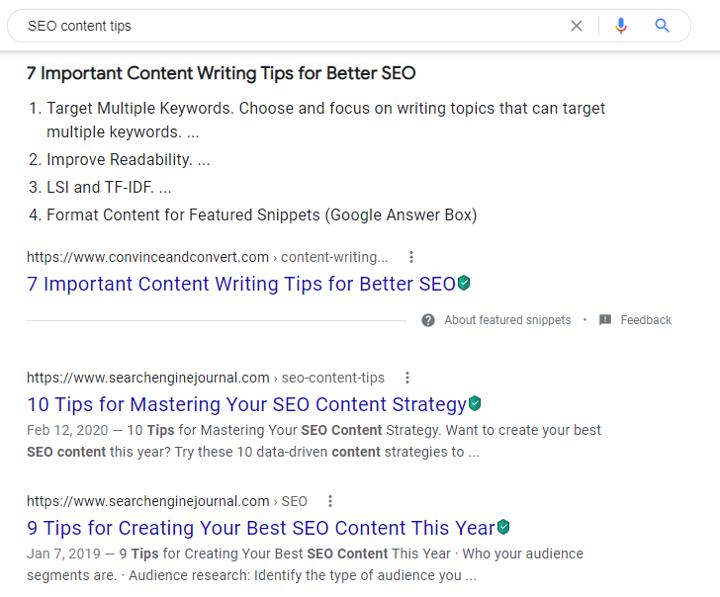 "seo content" Google SERP