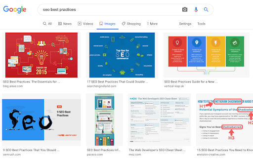 Google Image search for "SEO best practices"