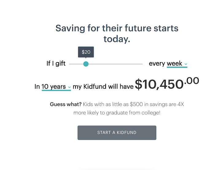 kidfund startup landing page