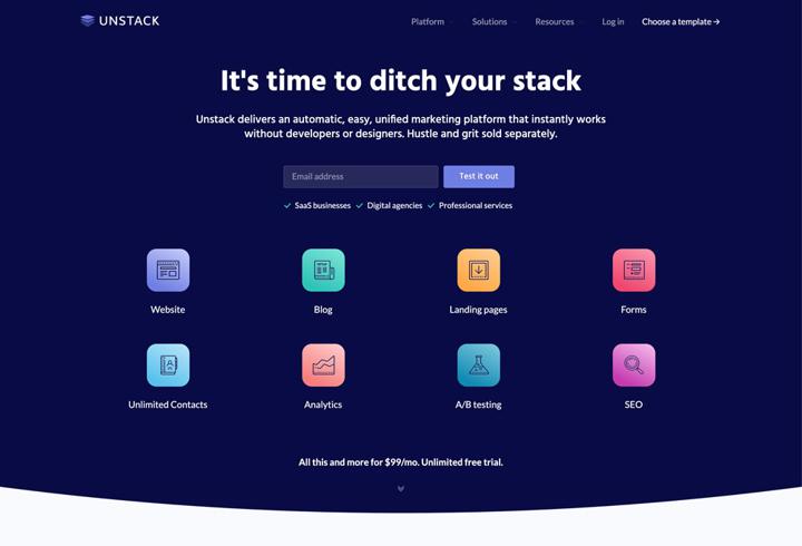 Unstack marketing website