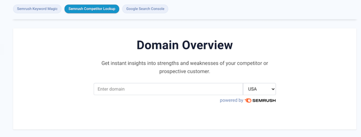 Unstack Semrush domain overview tool