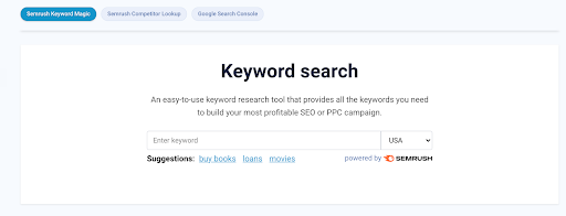 Unstack Semrush keyword search tool