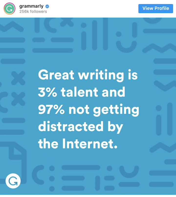 Grammarly social media post