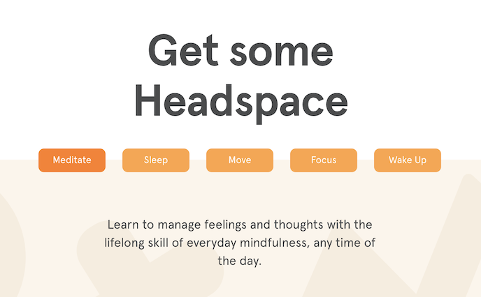 ux copywriting example from Headspace