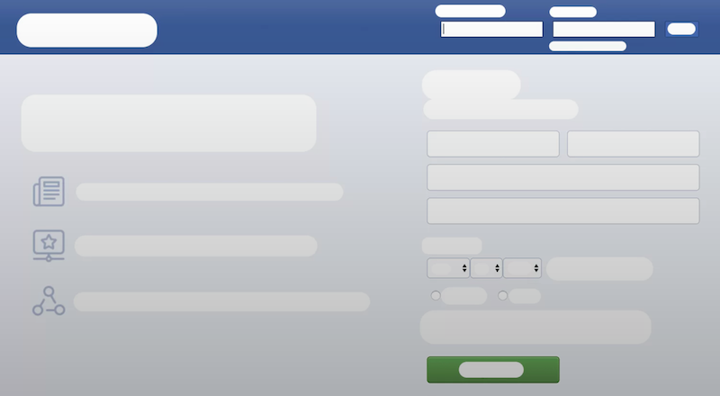 Facebook log in screen without ux copywriting 