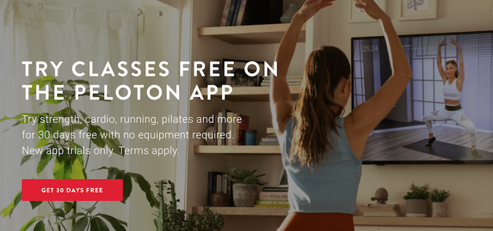 website copywriting example from peloton